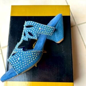 Brand new denim sandals with studs